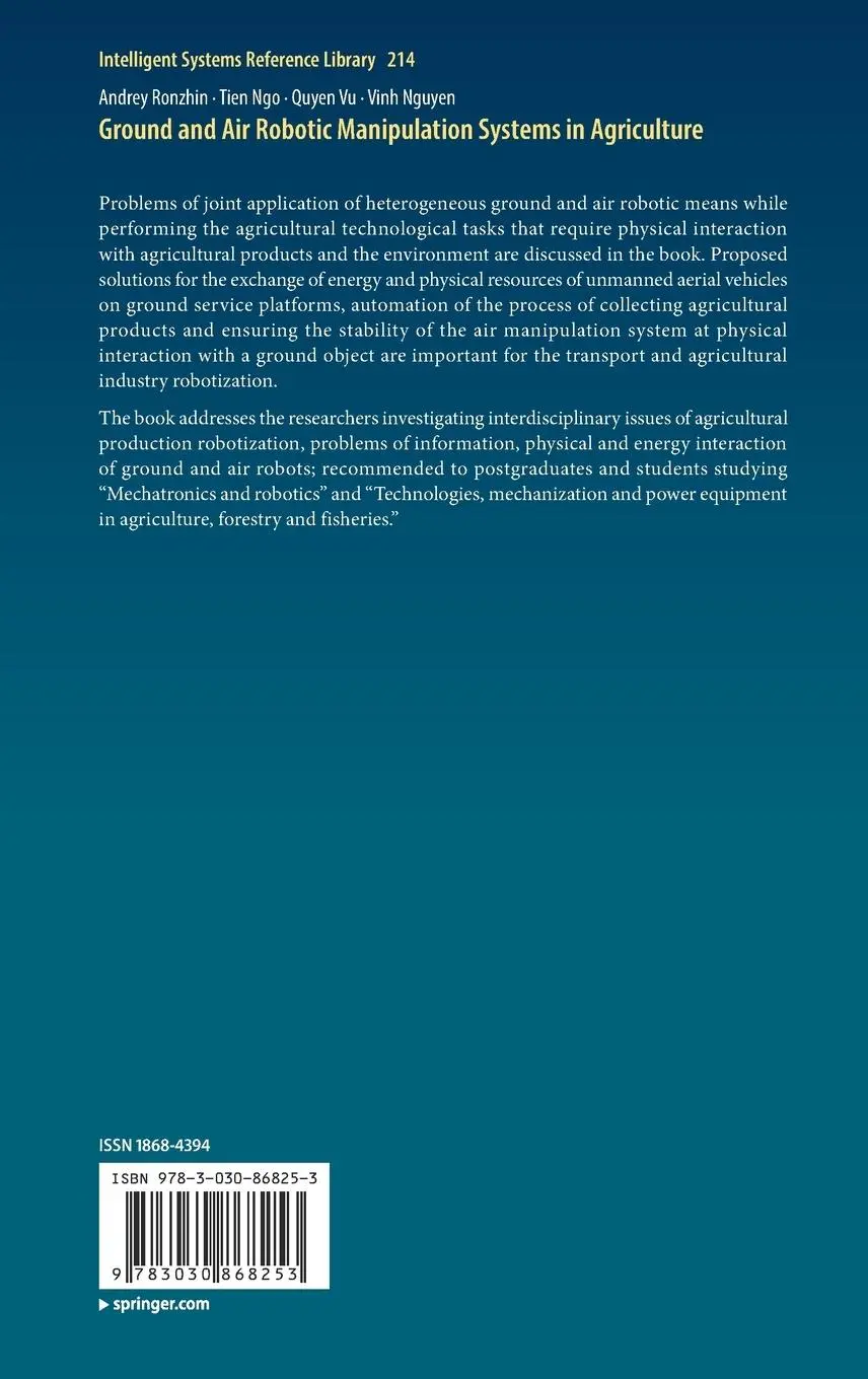 Rückseite: 9783030868253 | Ground and Air Robotic Manipulation Systems in Agriculture | Buch