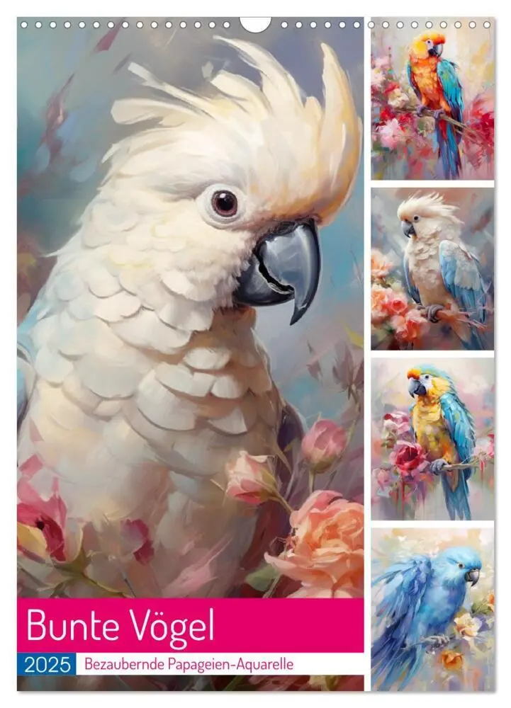 Cover: 9783435868353 | Bunte Vögel. Bezaubernde Papageien-Aquarelle (Wandkalender 2025 DIN...
