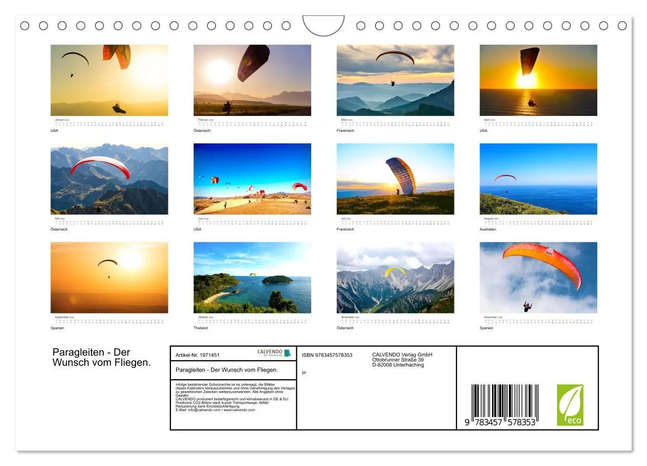 Bild: 9783457578353 | Paragleiten - Der Wunsch vom Fliegen. (Wandkalender 2026 DIN A4...