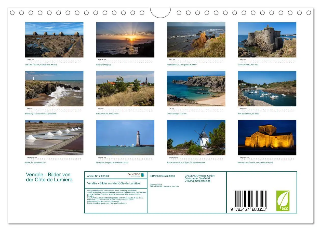 Bild: 9783457888353 | Vendée - Bilder von der Côte de Lumière (Wandkalender 2026 DIN A4...