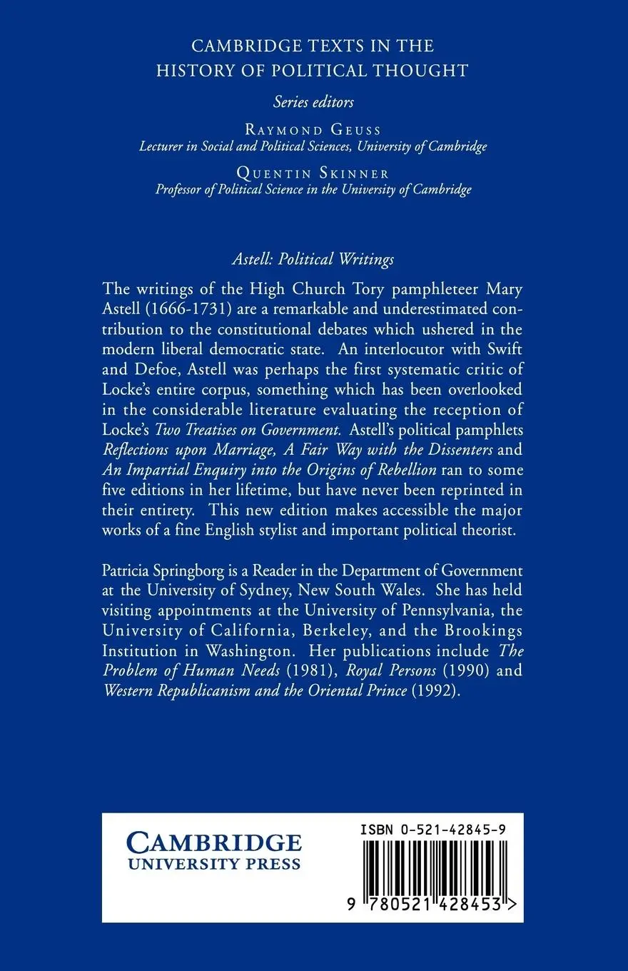 Rückseite: 9780521428453 | Astell | Political Writings | Mary Astell | Taschenbuch | Englisch
