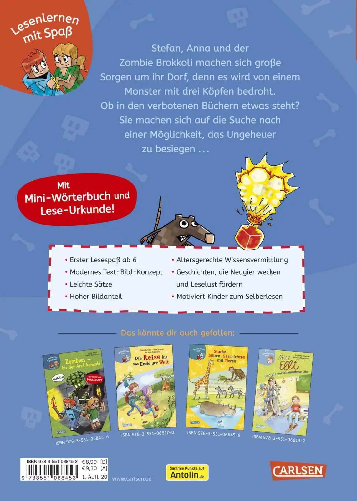 Rückseite: 9783551068453 | Lesenlernen mit Spaß - Minecraft 2: Monster - bis zum Umfallen! | Wolz