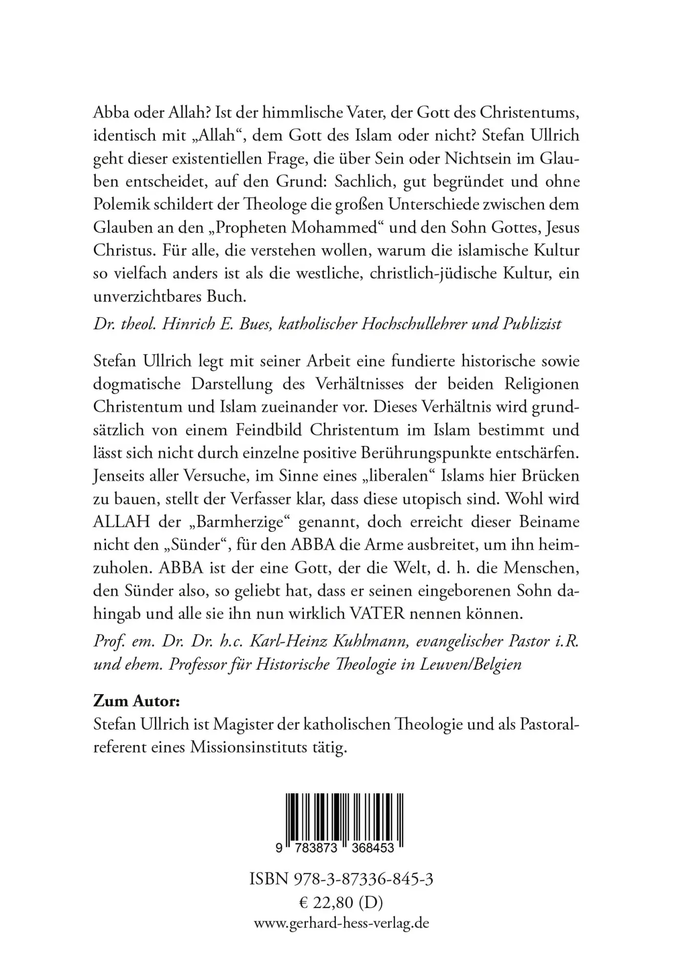 Rückseite: 9783873368453 | Allah versus Abba | Stefan Ullrich | Taschenbuch | 216 S. | Deutsch