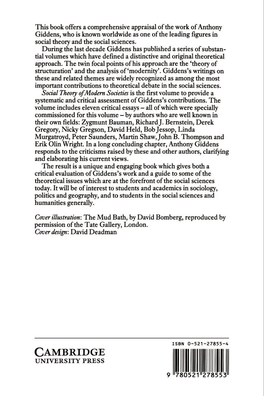 Rückseite: 9780521278553 | Social Theory of Modern Societies | Anthony Giddens and His Critics