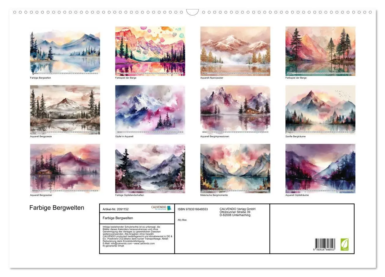 Bild: 9783516648553 | Farbige Bergwelten (Wandkalender 2026 DIN A2 quer), CALVENDO...