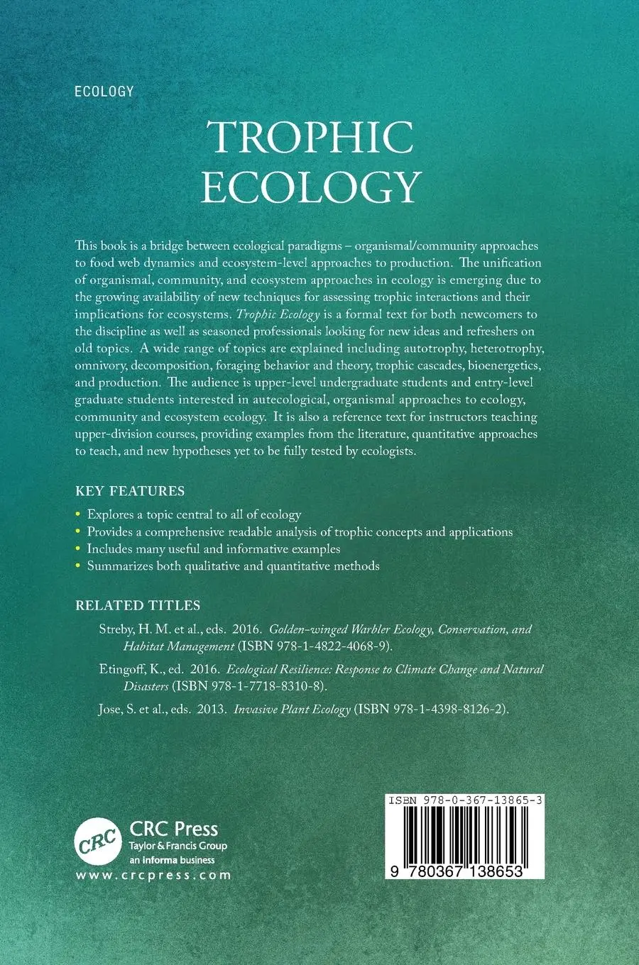Rückseite: 9780367138653 | Trophic Ecology | James E. Garvey (u. a.) | Taschenbuch | Englisch