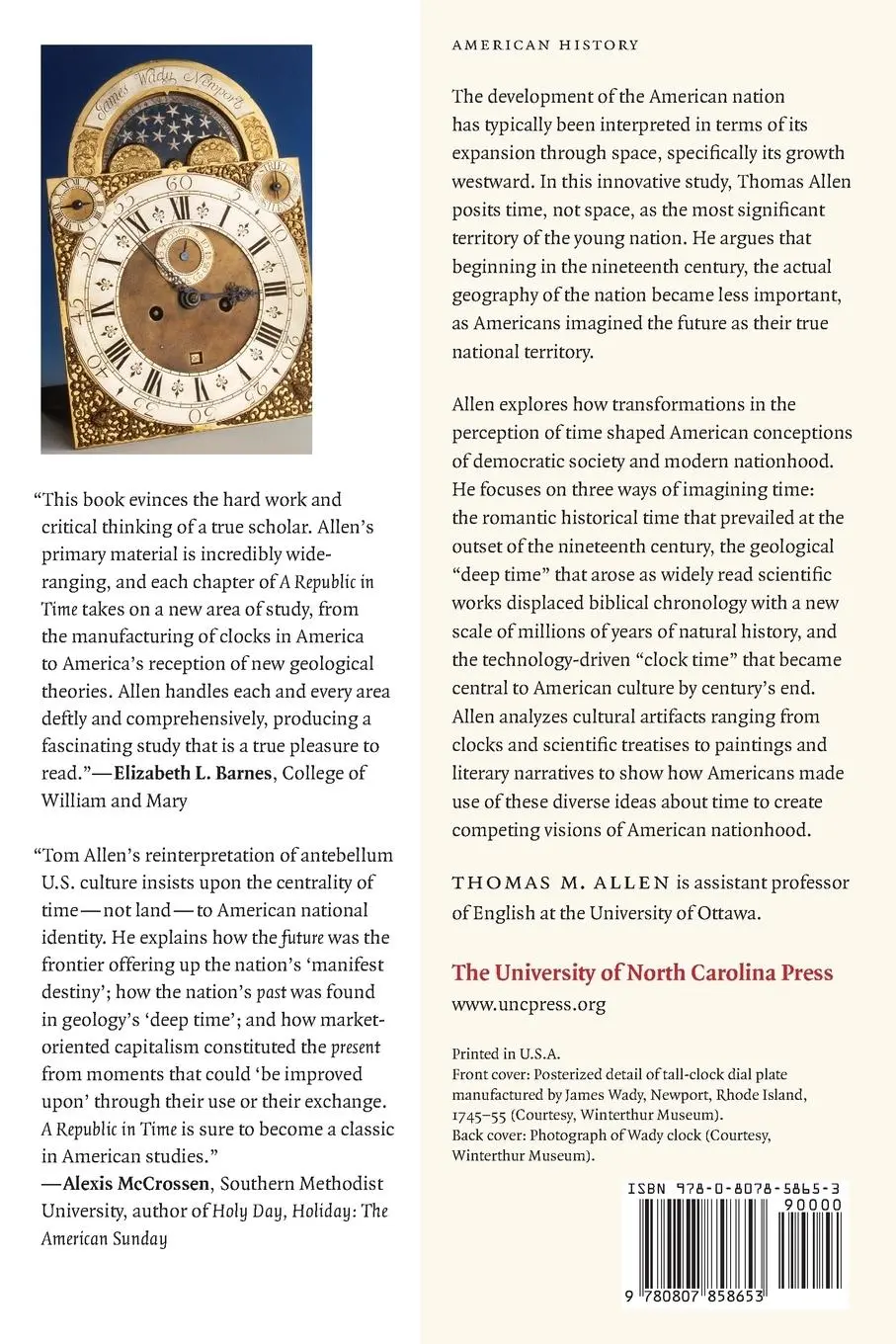 Rückseite: 9780807858653 | A Republic in Time | Thomas M. Allen | Taschenbuch | Englisch | 2008