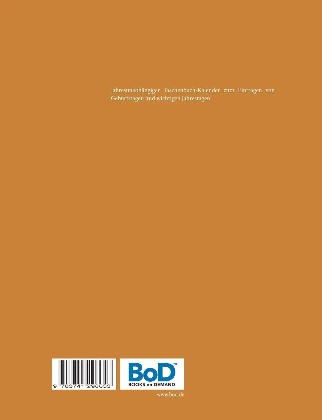 Rückseite: 9783741298653 | Immerwährender Geburtstagskalender | Ulrike Schwarz | Taschenbuch