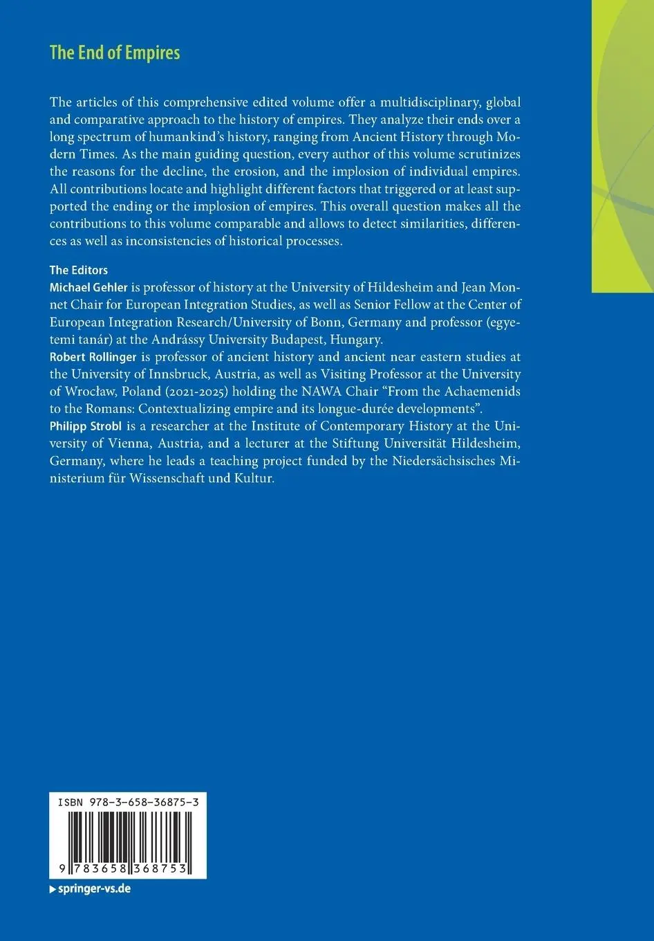 Rückseite: 9783658368753 | The End of Empires | Michael Gehler (u. a.) | Taschenbuch | xvi | 2022