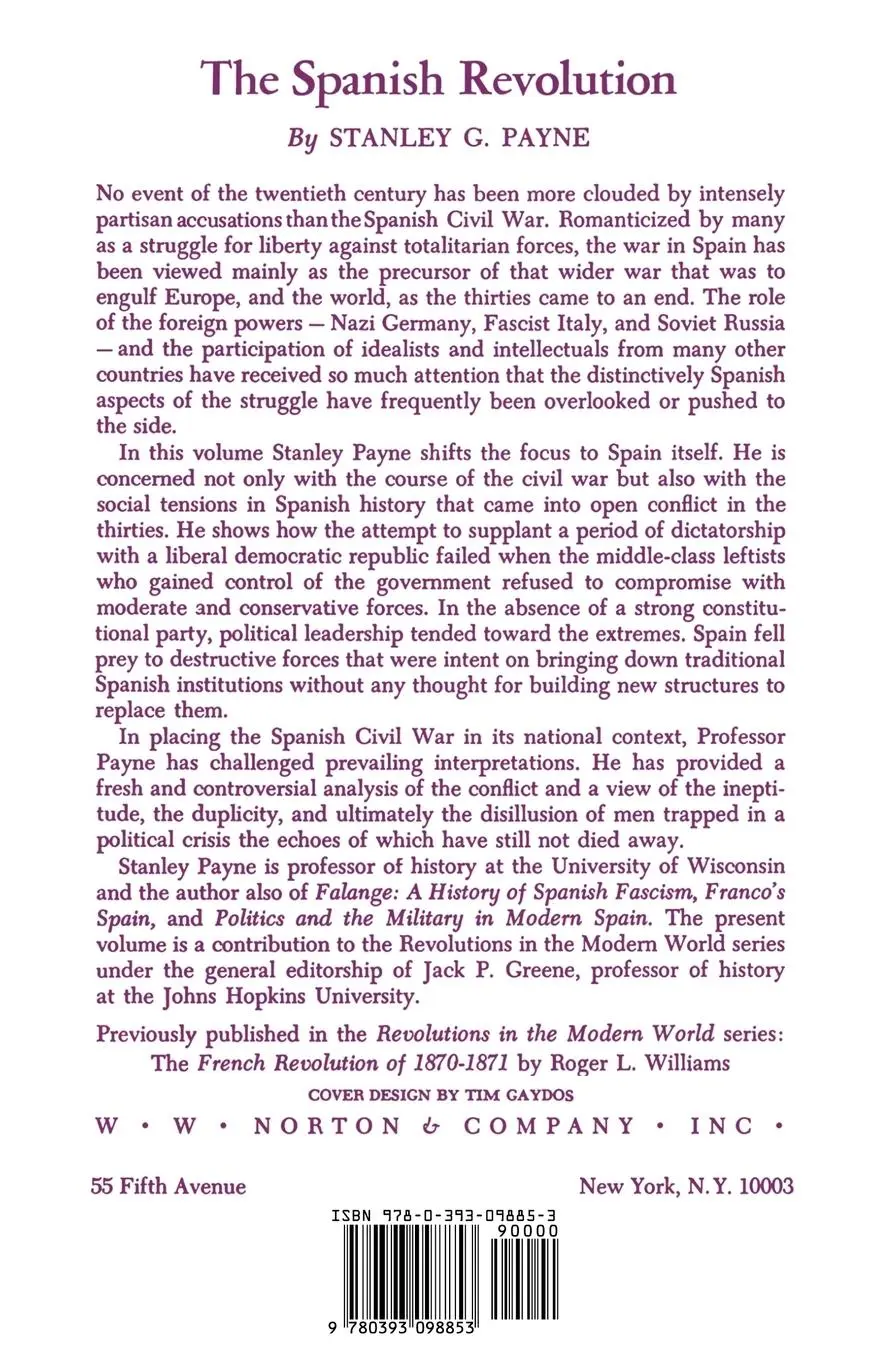 Rückseite: 9780393098853 | The Spanish Revolution | Stanley G. Payne | Taschenbuch | Englisch