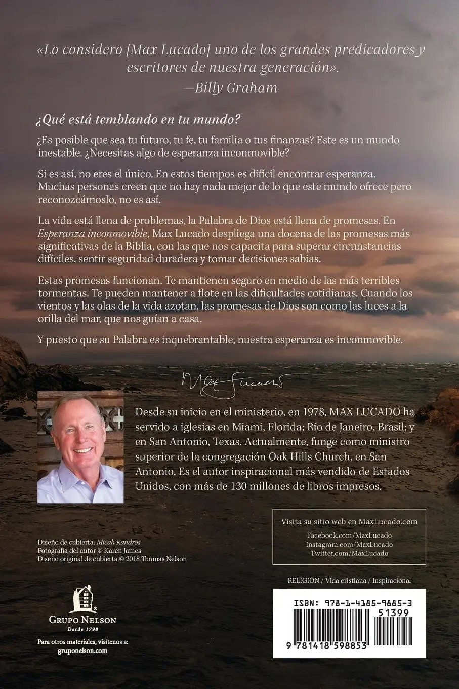 Rückseite: 9781418598853 | Esperanza inconmovible | Max Lucado | Taschenbuch | Spanisch | 2018
