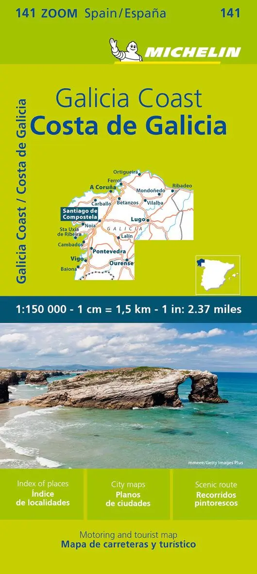 Cover: 9782067258853 | Michelin Costa de Galicia, Galicische Küste | (Land-)Karte | Deutsch