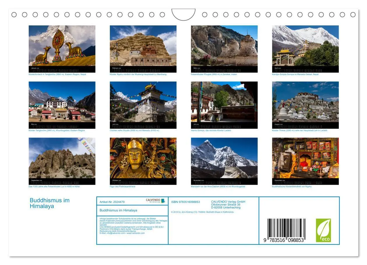Bild: 9783516098853 | Buddhismus im Himalaya (Wandkalender 2026 DIN A4 quer), CALVENDO...