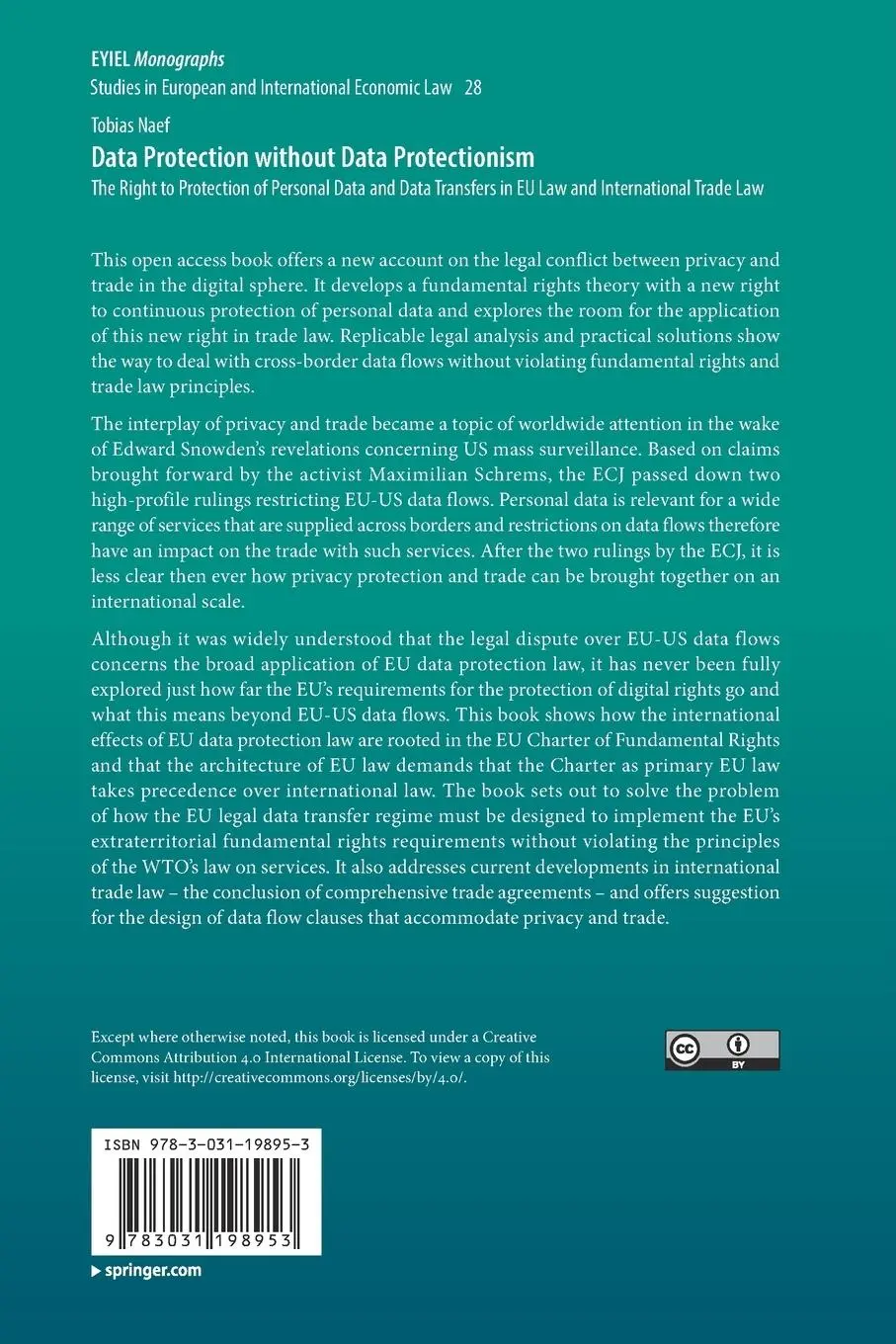 Rückseite: 9783031198953 | Data Protection without Data Protectionism | Tobias Naef | Taschenbuch