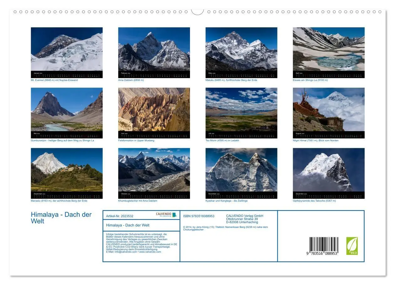 Bild: 9783516088953 | Himalaya - Dach der Welt (hochwertiger Premium Wandkalender 2026...