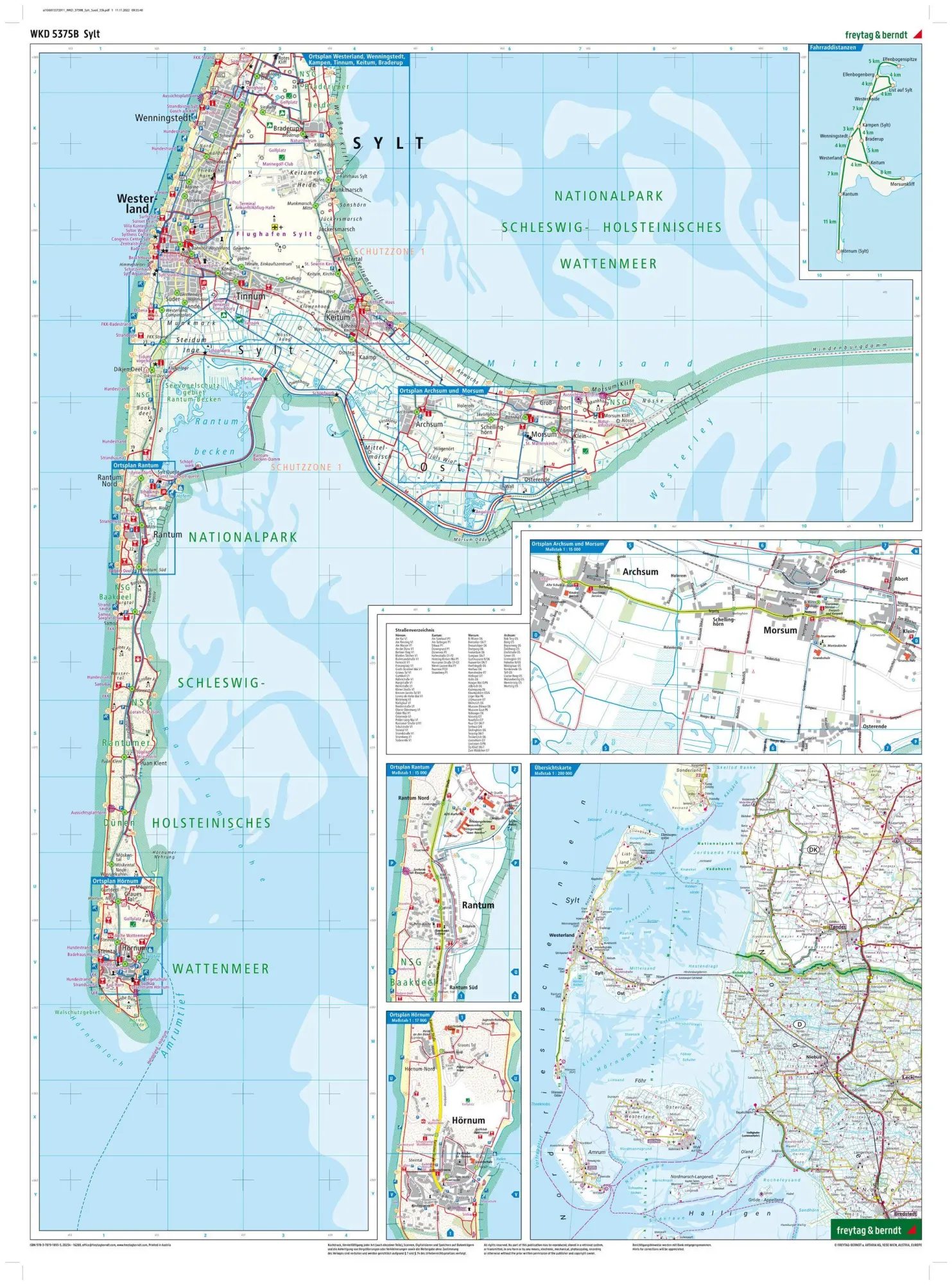 Bild: 9783707918953 | Sylt, Wander-, Rad- und Freizeitkarte 1:35.000, freytag &amp; berndt,...