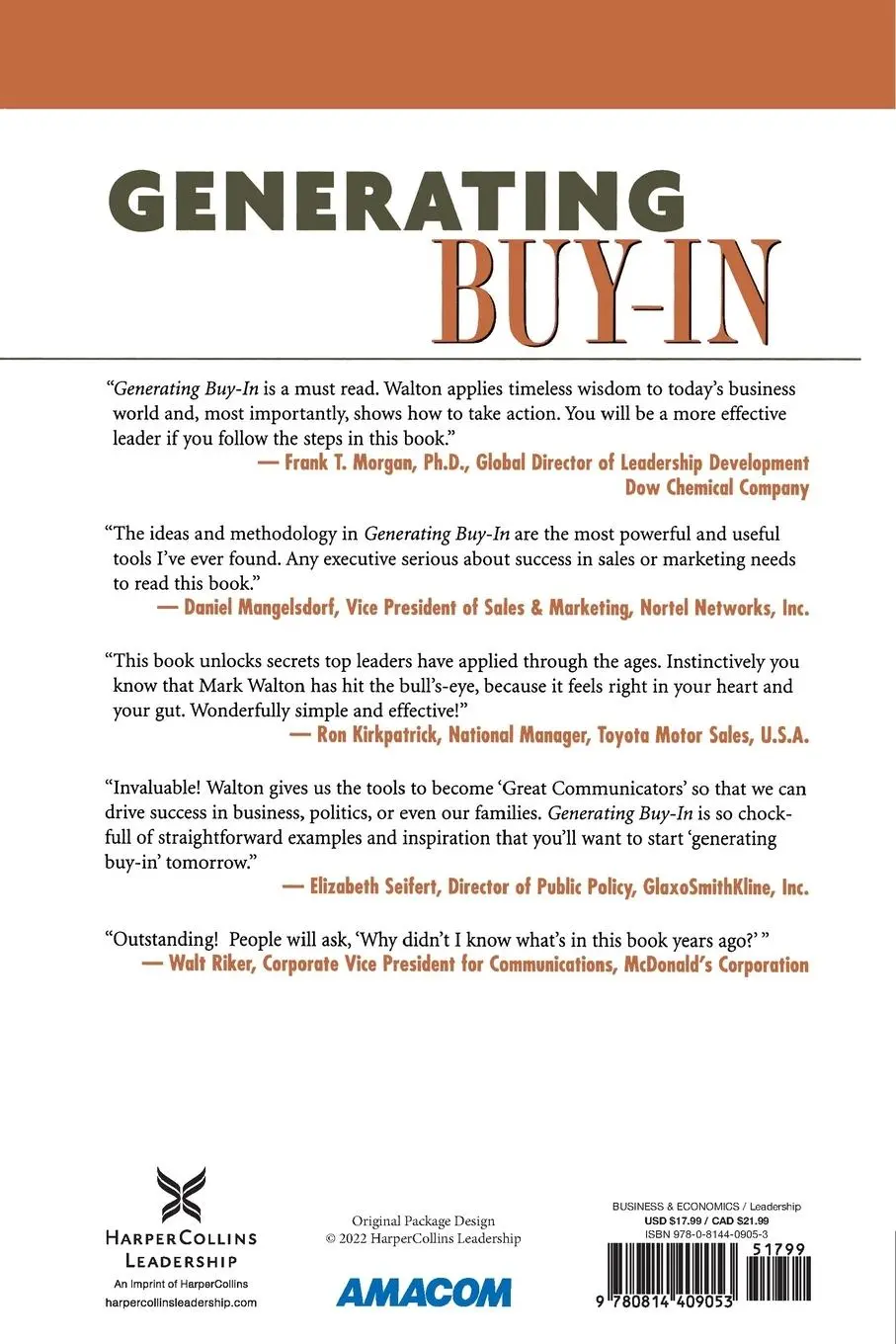 Rückseite: 9780814409053 | Generating Buy-In | Mastering the Language of Leadership | Walton