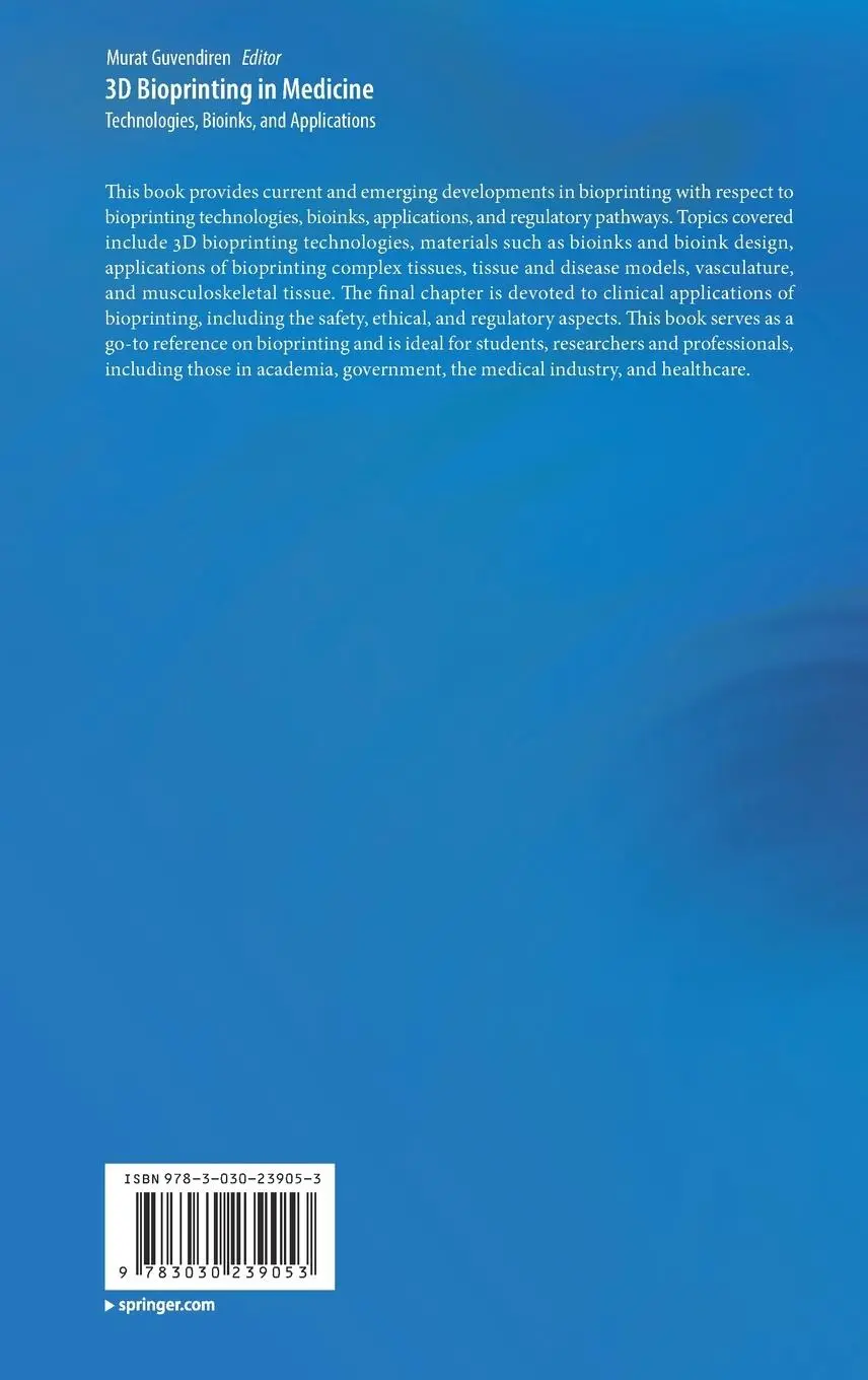 Rückseite: 9783030239053 | 3D Bioprinting in Medicine | Technologies, Bioinks, and Applications