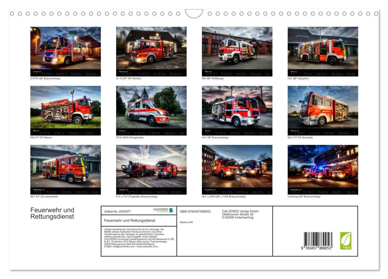 Bild: 9783457889053 | Feuerwehr und Rettungsdienst (Wandkalender 2026 DIN A3 quer),...