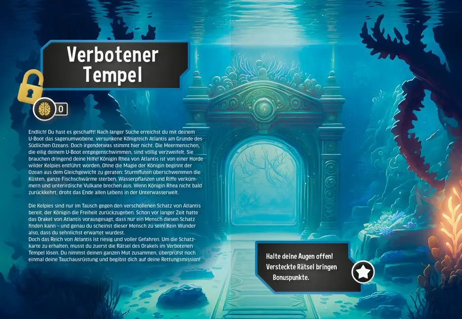 Bild: 9783473489053 | Stay alive! Rätsel-Challenge - Überlebe in Atlantis | Elena Bruns