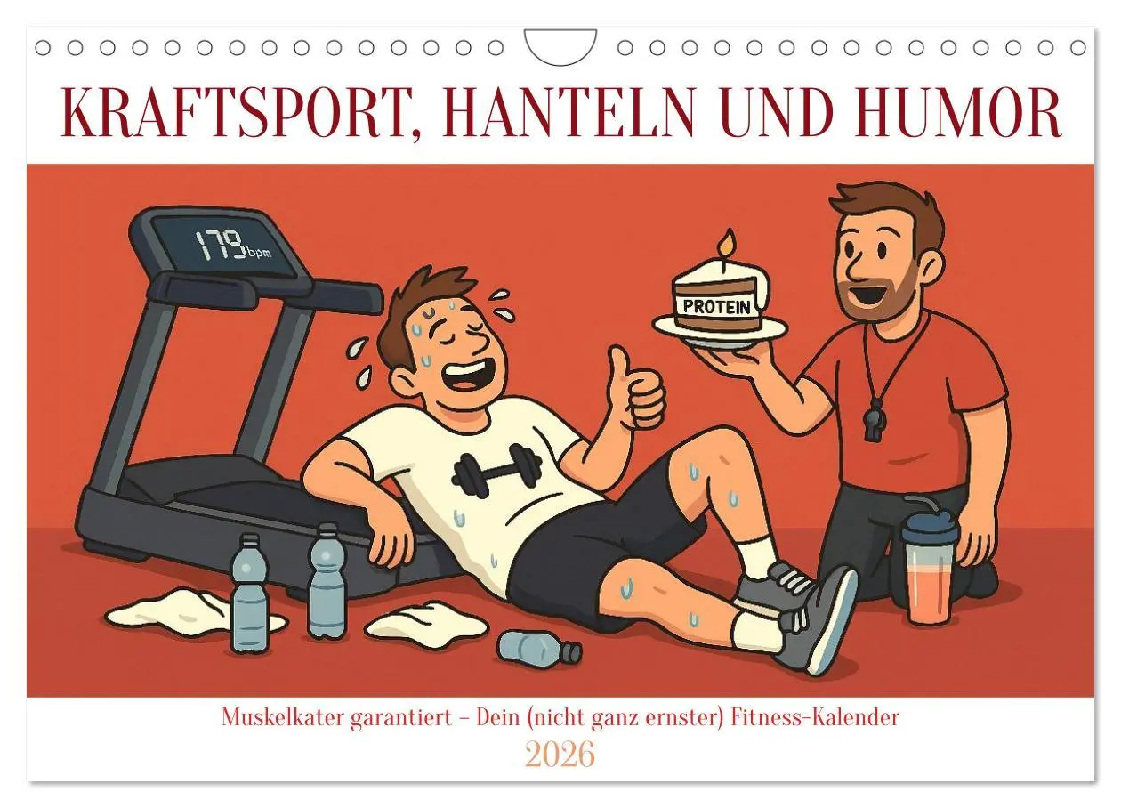 Cover: 9783516599053 | Kraftsport, Hanteln und Humor (Wandkalender 2026 DIN A4 quer),...