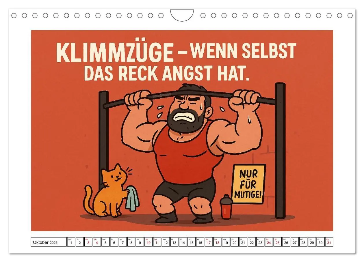 Bild: 9783516599053 | Kraftsport, Hanteln und Humor (Wandkalender 2026 DIN A4 quer),...
