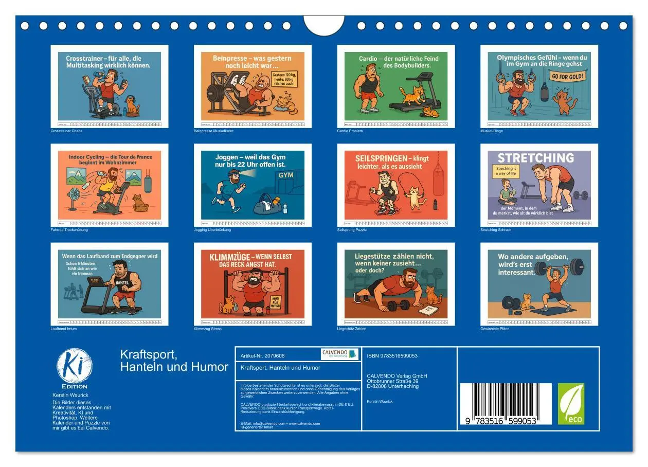 Bild: 9783516599053 | Kraftsport, Hanteln und Humor (Wandkalender 2026 DIN A4 quer),...