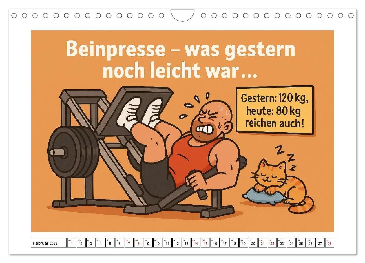 Bild: 9783516599053 | Kraftsport, Hanteln und Humor (Wandkalender 2026 DIN A4 quer),...