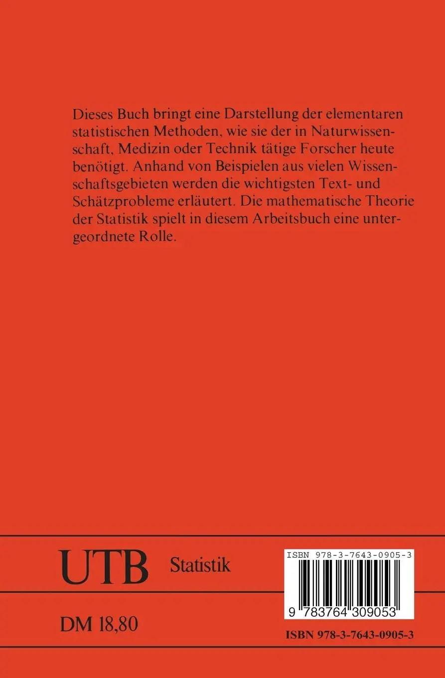 Rückseite: 9783764309053 | Elementare statistische Methoden | Linder (u. a.) | Taschenbuch | 1979
