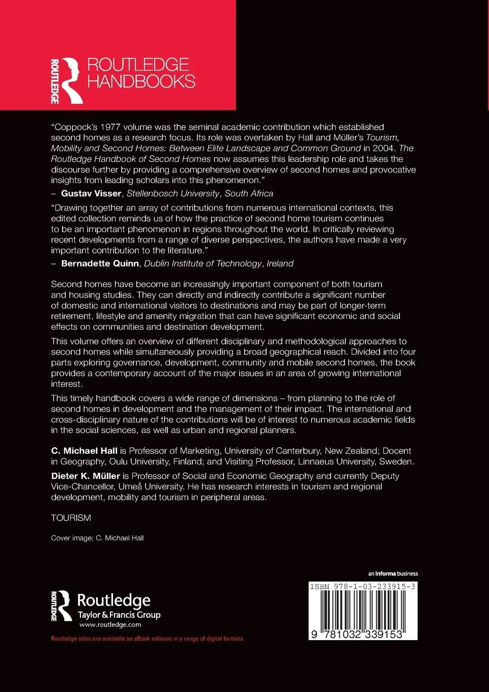 Rückseite: 9781032339153 | The Routledge Handbook of Second Home Tourism and Mobilities | Buch