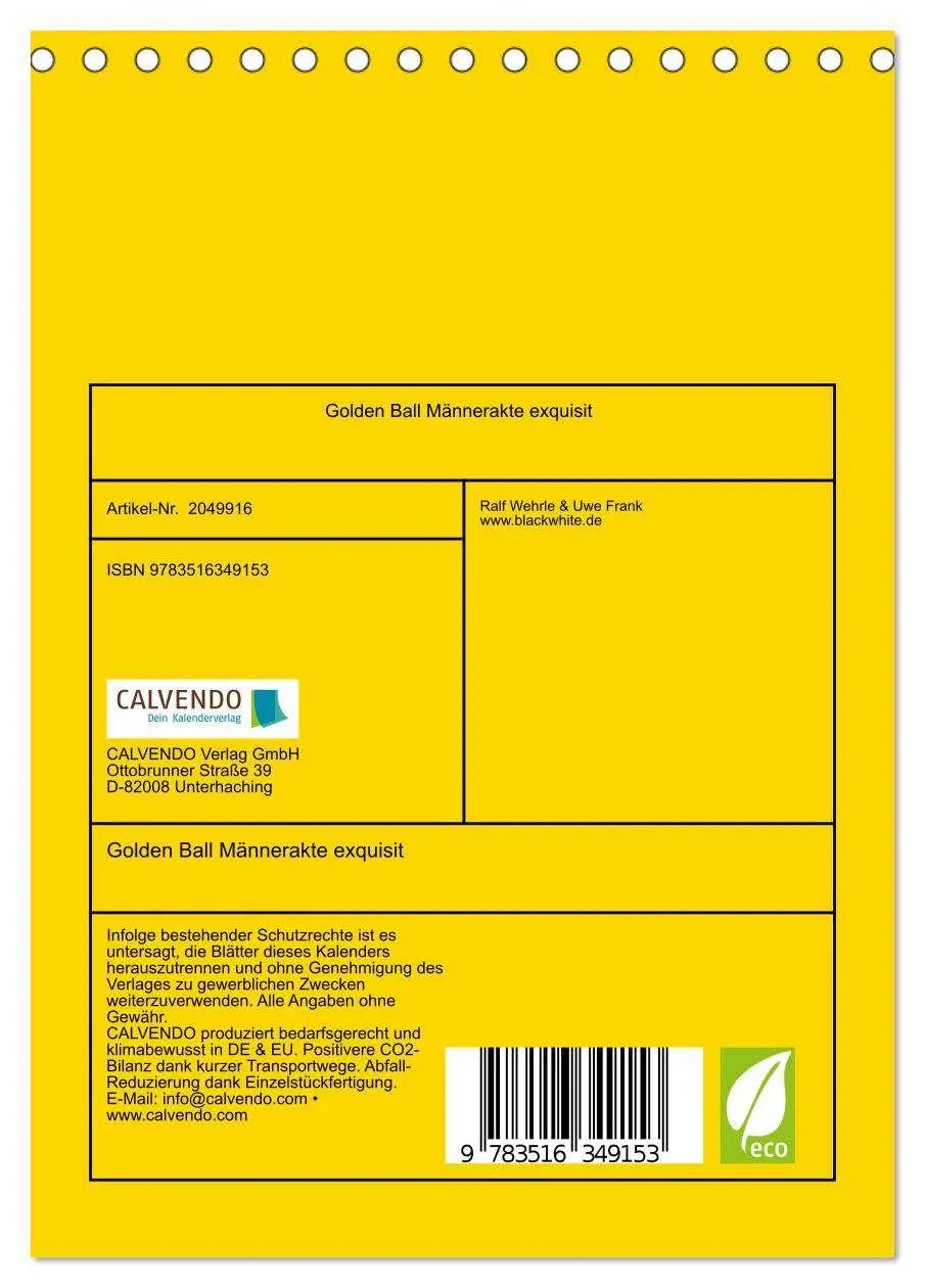 Bild: 9783516349153 | Golden Ball Männerakte exquisit (Tischkalender 2026 DIN A5 hoch),...
