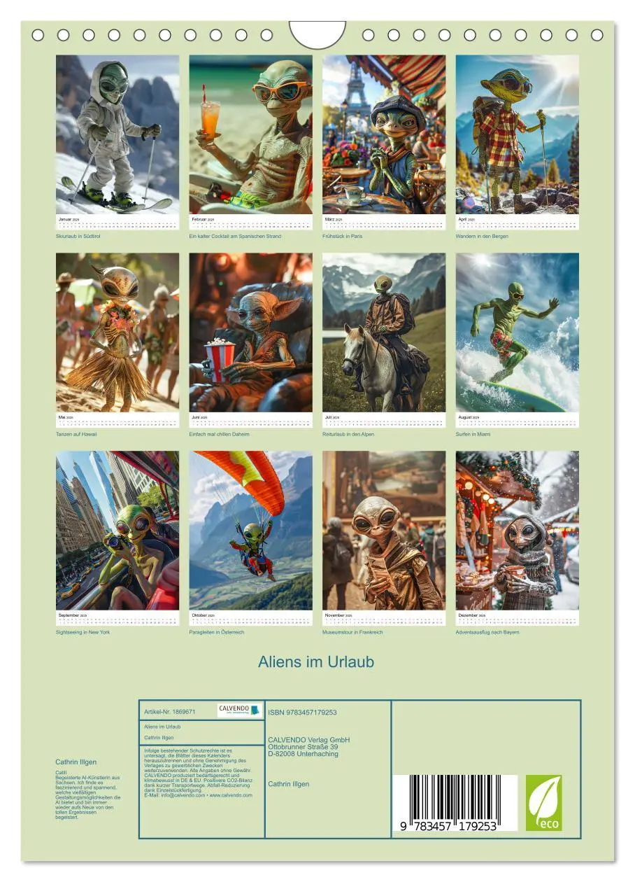 Bild: 9783457179253 | Aliens im Urlaub (Wandkalender 2025 DIN A4 hoch), CALVENDO...