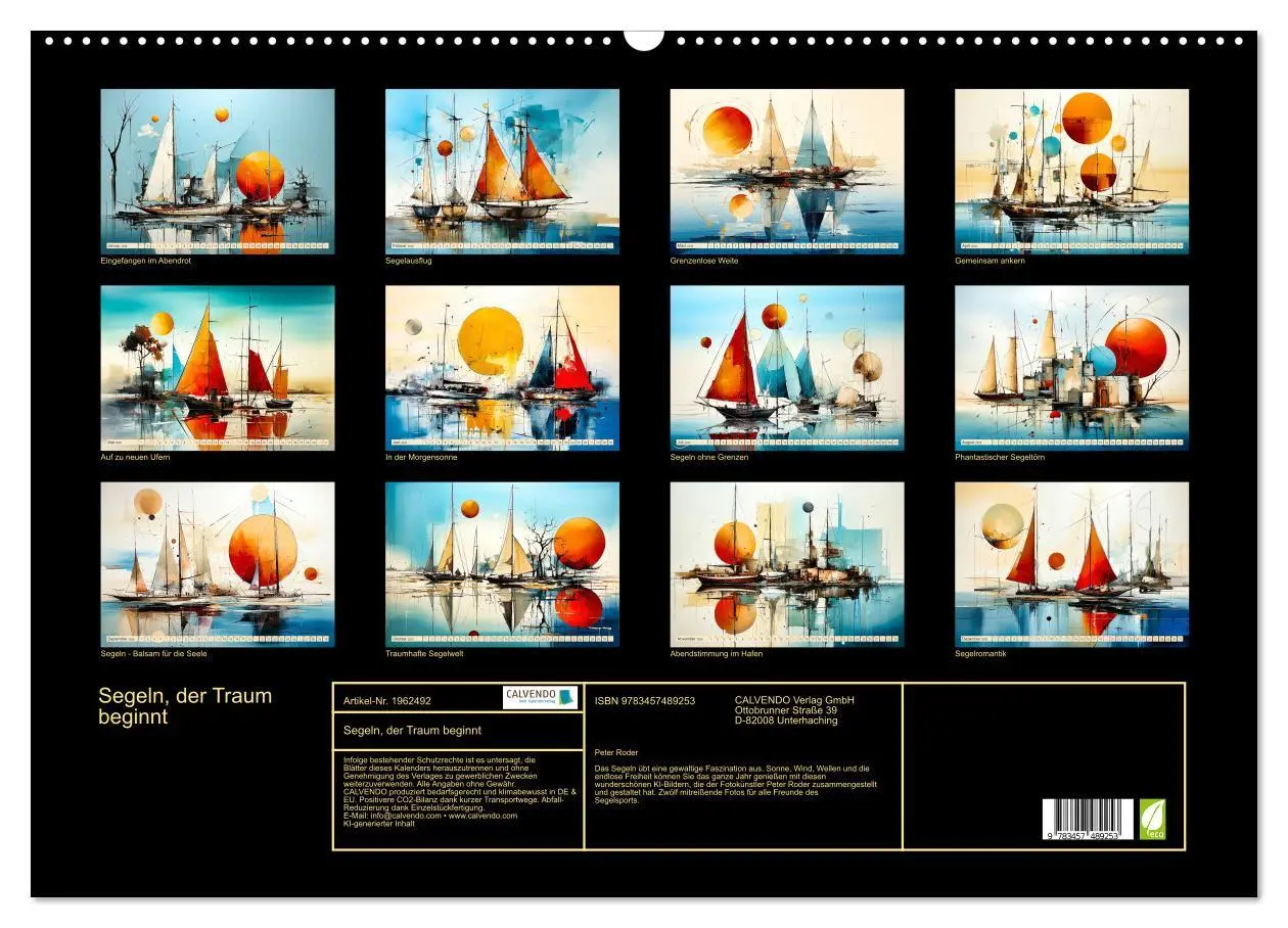 Bild: 9783457489253 | Segeln, der Traum beginnt (Wandkalender 2026 DIN A2 quer), CALVENDO...