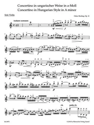 Bild: 9790006539253 | Concertino in ungarischer Weise op.21, Violine und Klavier,...