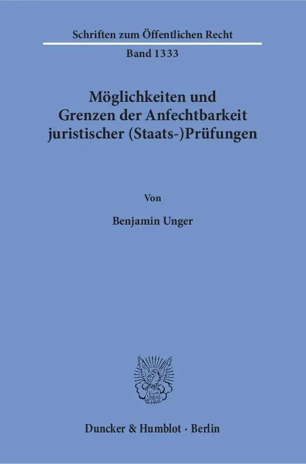 Cover: 9783428149353 | Möglichkeiten und Grenzen der Anfechtbarkeit juristischer...