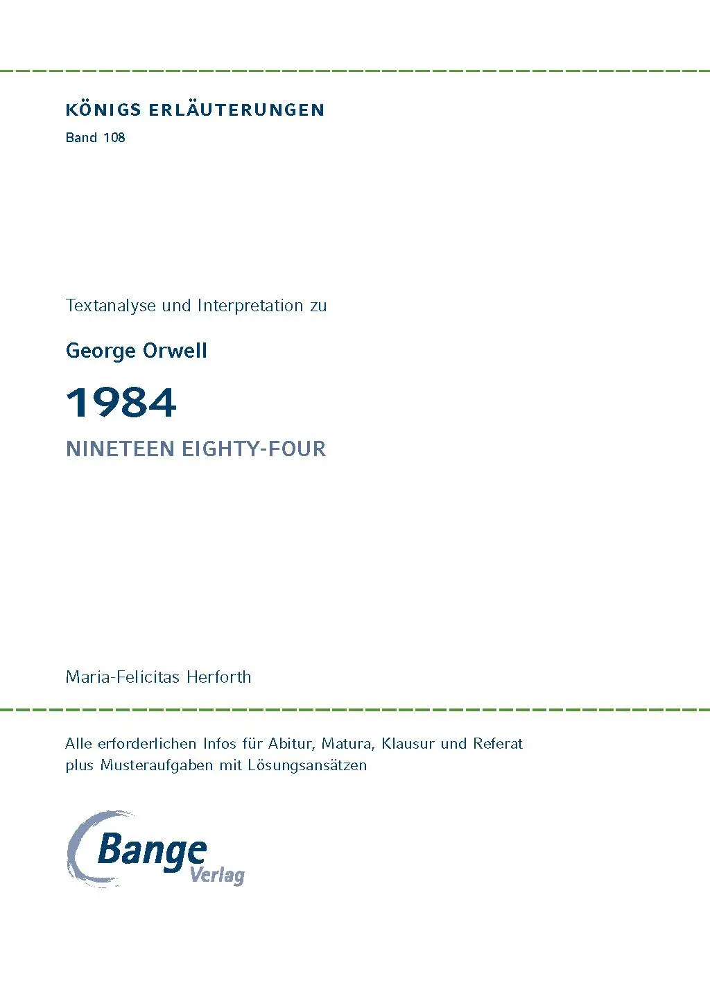Bild: 9783804419353 | 1984 - Nineteen Eighty-Four von George Orwell. | George Orwell | Buch
