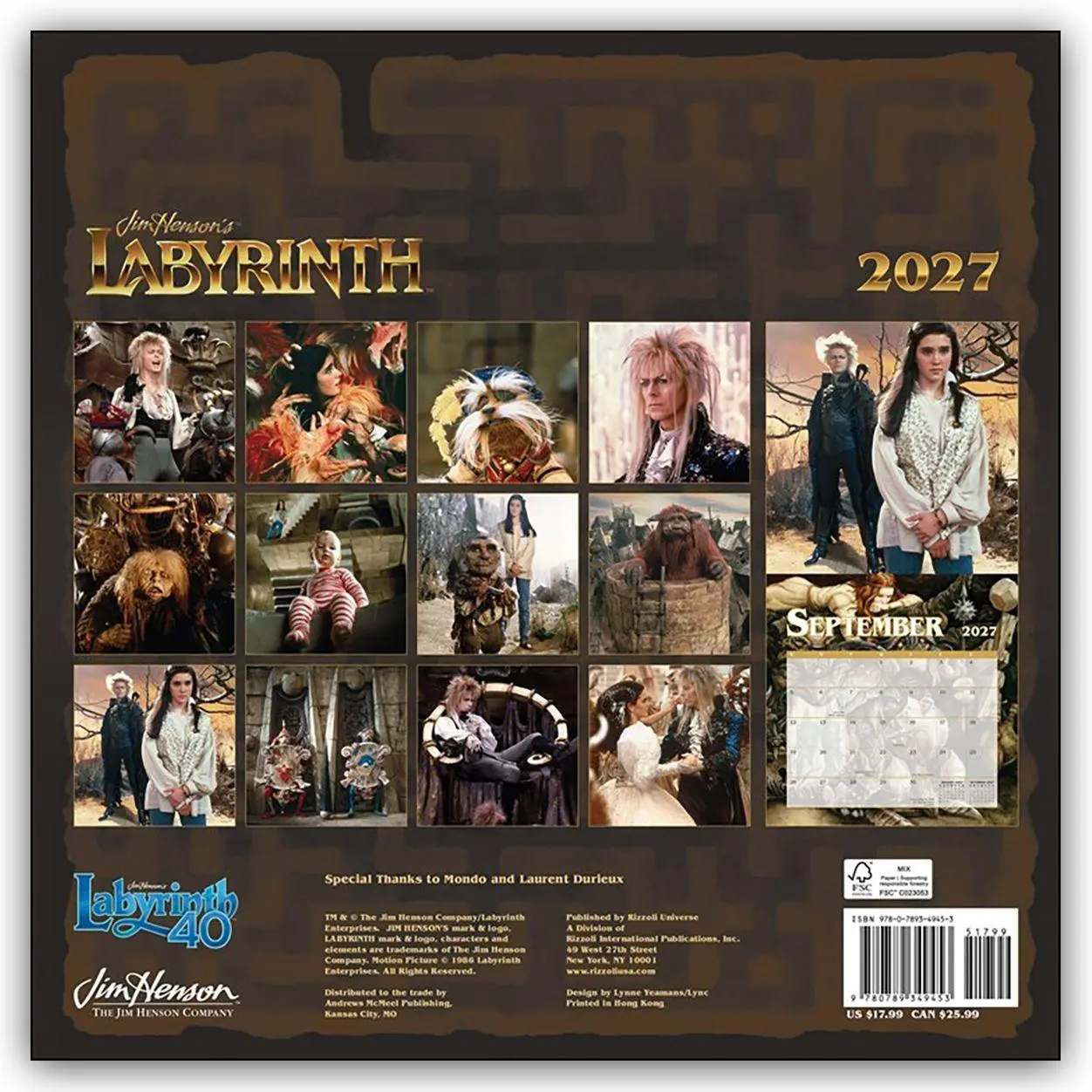 Rückseite: 9780789349453 | John Henson's Labyrinth 2027 - Wandkalender | Universe Publishing
