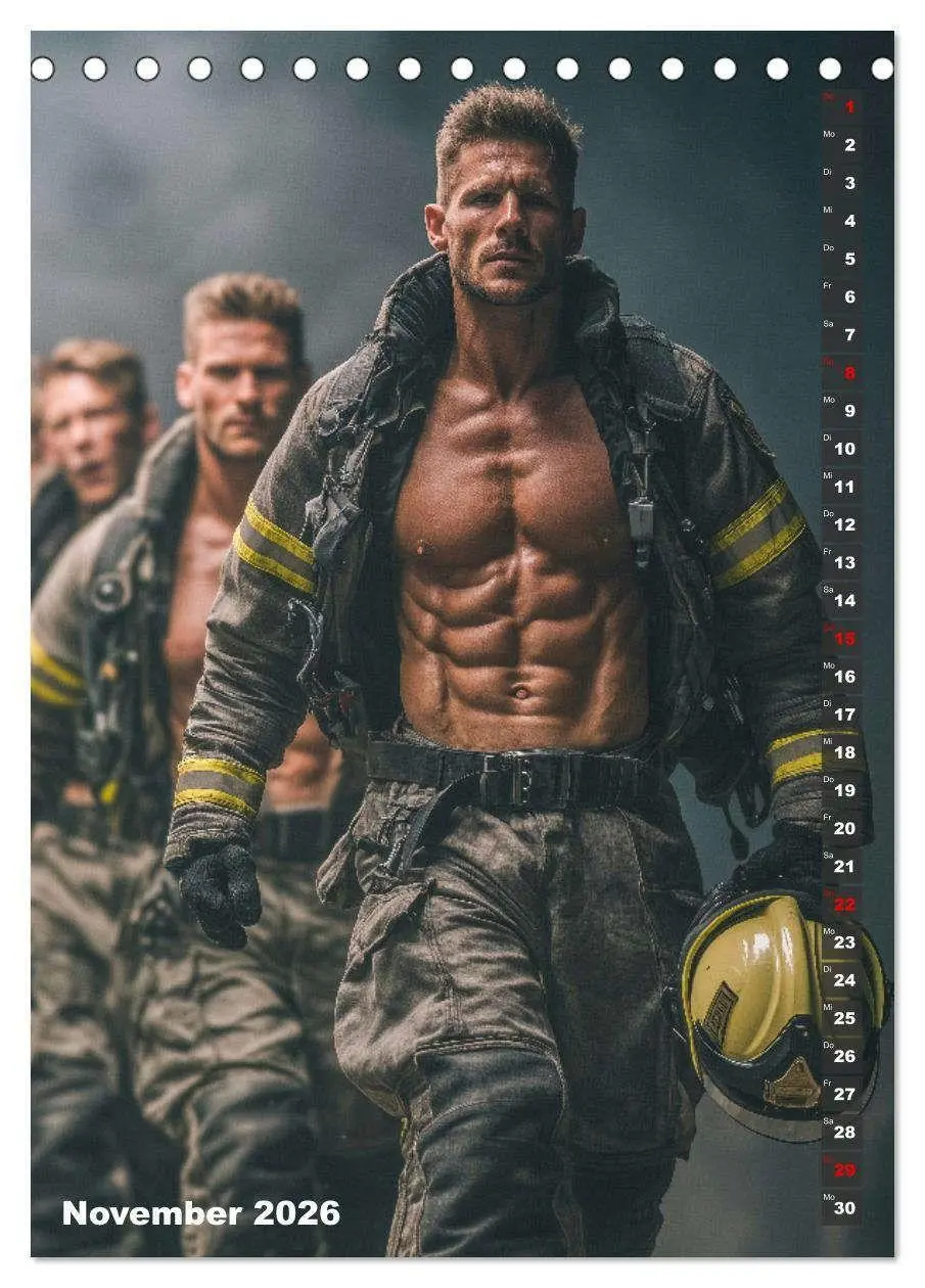 Bild: 9783516629453 | Lösch mich - Sexy Feuerwehrmänner fast nackt im Männerkalender...
