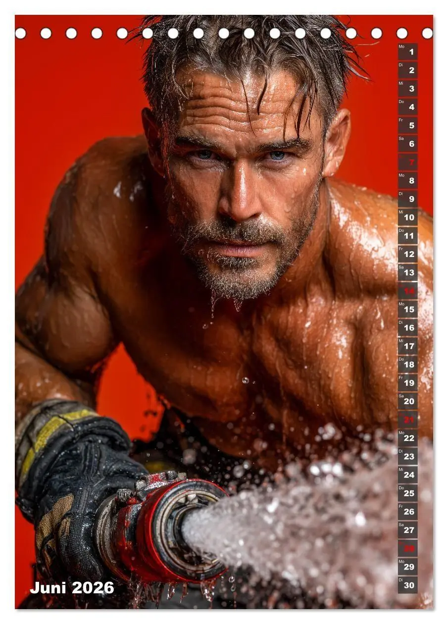 Bild: 9783516629453 | Lösch mich - Sexy Feuerwehrmänner fast nackt im Männerkalender...