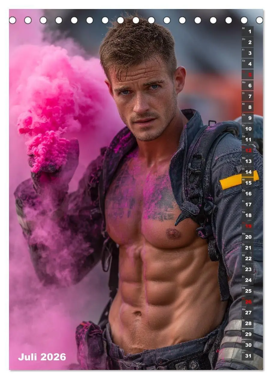 Bild: 9783516629453 | Lösch mich - Sexy Feuerwehrmänner fast nackt im Männerkalender...