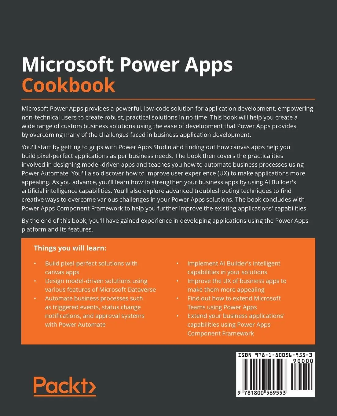 Rückseite: 9781800569553 | Microsoft Power Apps Cookbook | Eickhel Mendoza | Taschenbuch | 2021