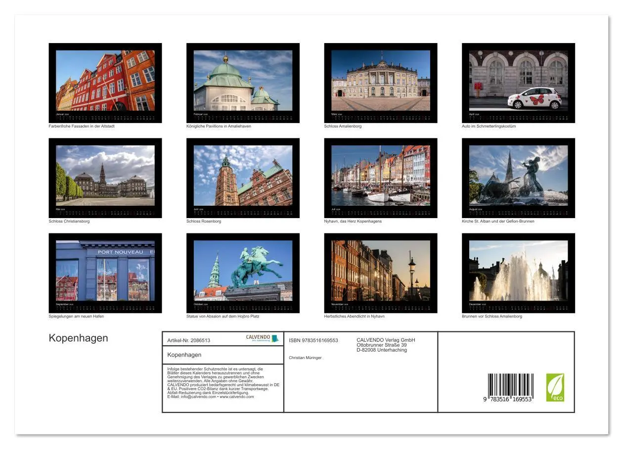 Bild: 9783516169553 | Kopenhagen (Wandkalender 2026 DIN A3 quer), CALVENDO Monatskalender