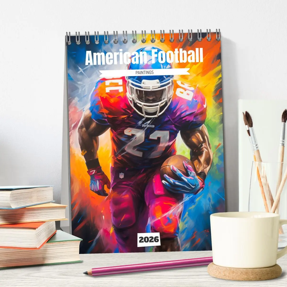 Bild: 9783516309553 | American Football. Paintings (Tischkalender 2026 DIN A5 hoch),...