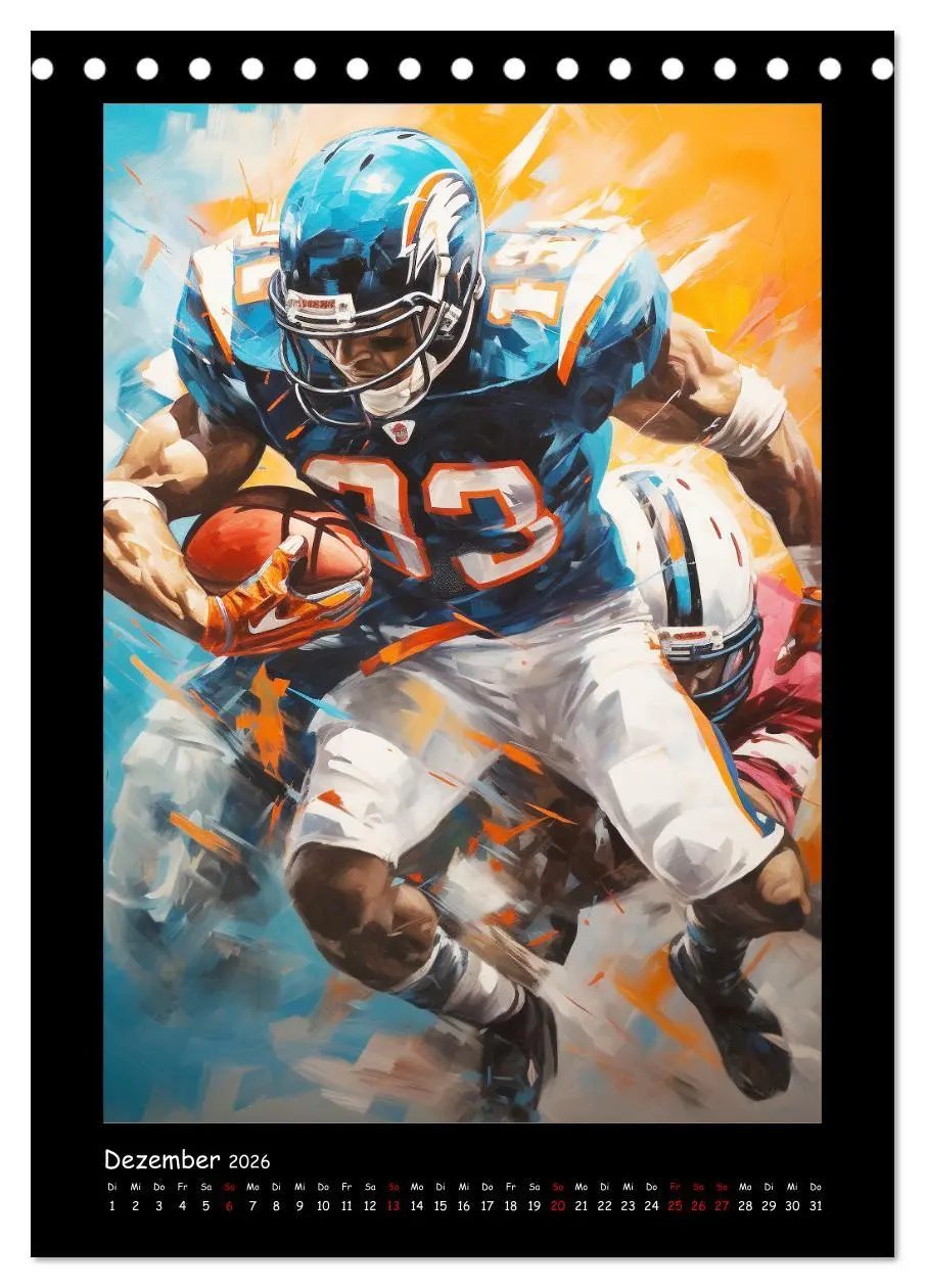 Bild: 9783516309553 | American Football. Paintings (Tischkalender 2026 DIN A5 hoch),...