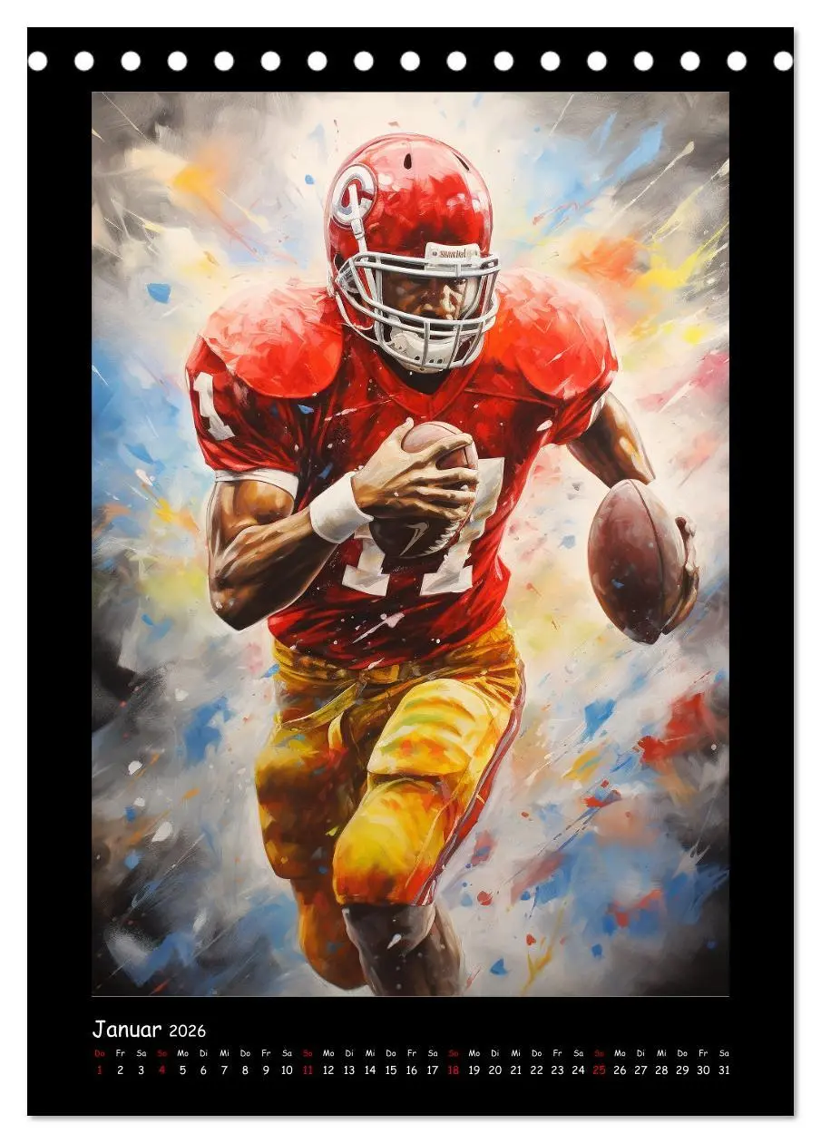 Bild: 9783516309553 | American Football. Paintings (Tischkalender 2026 DIN A5 hoch),...