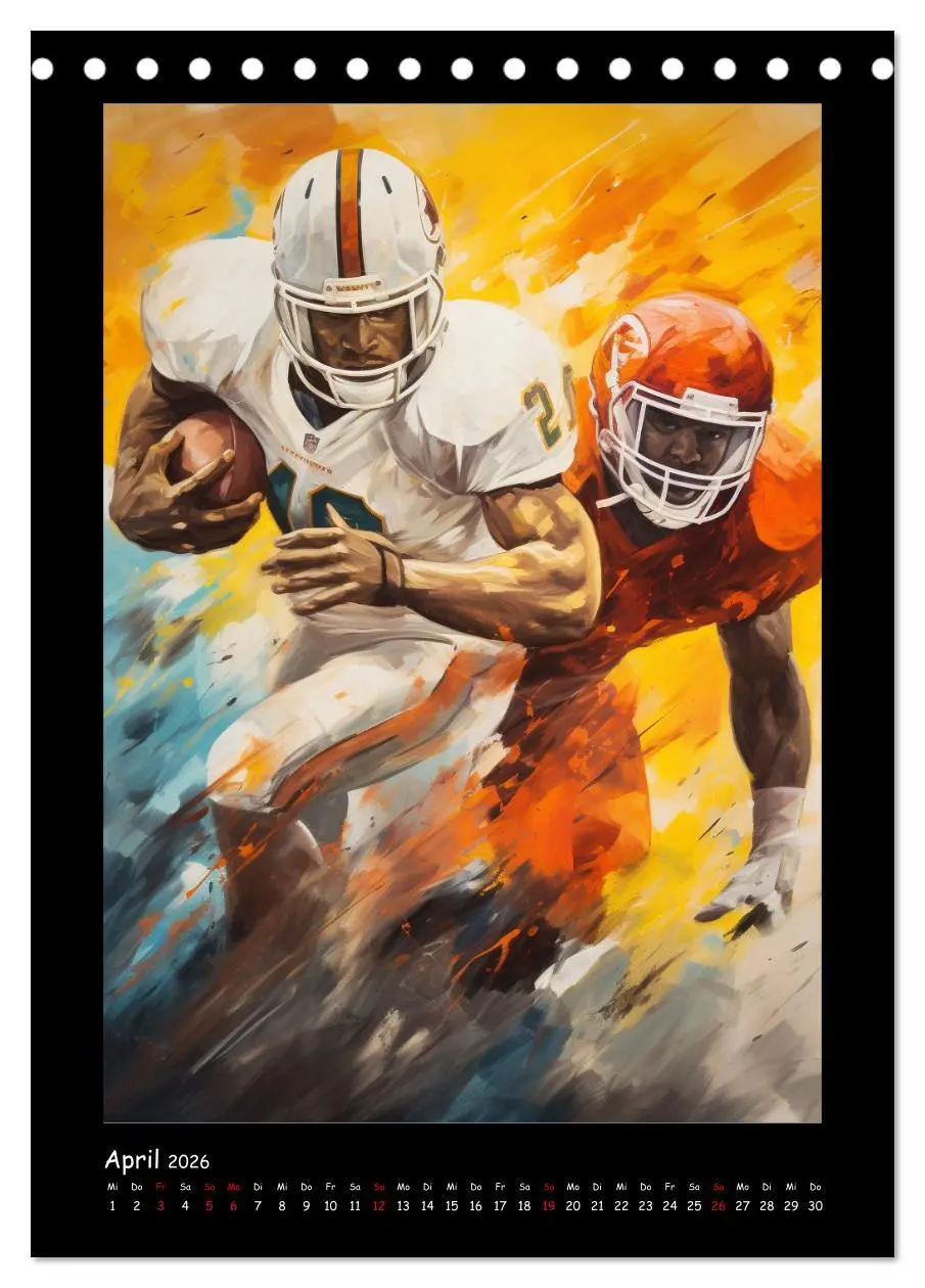 Bild: 9783516309553 | American Football. Paintings (Tischkalender 2026 DIN A5 hoch),...