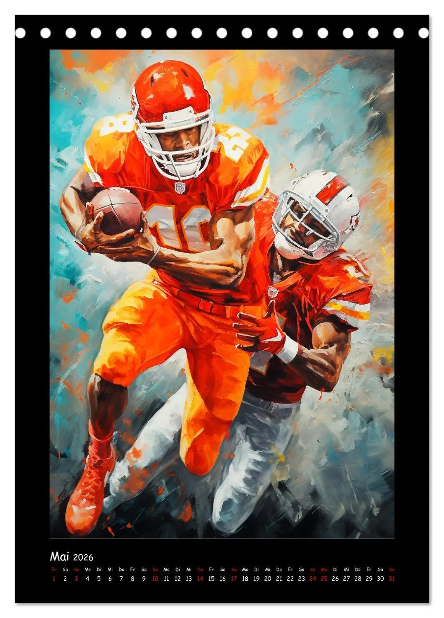 Bild: 9783516309553 | American Football. Paintings (Tischkalender 2026 DIN A5 hoch),...