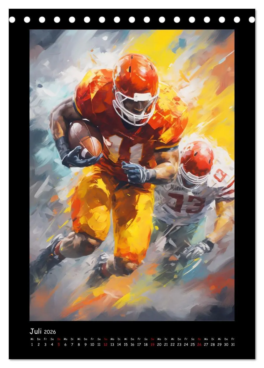 Bild: 9783516309553 | American Football. Paintings (Tischkalender 2026 DIN A5 hoch),...
