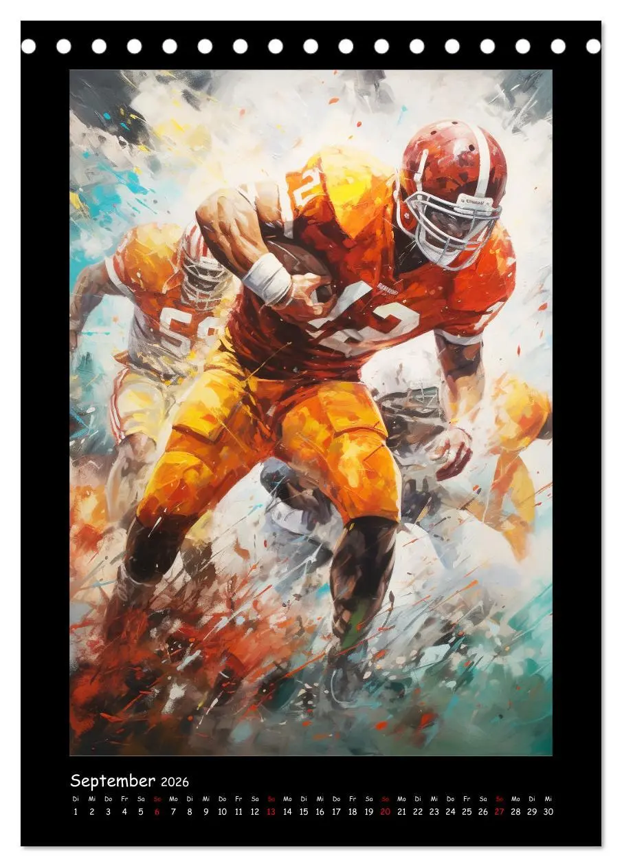 Bild: 9783516309553 | American Football. Paintings (Tischkalender 2026 DIN A5 hoch),...