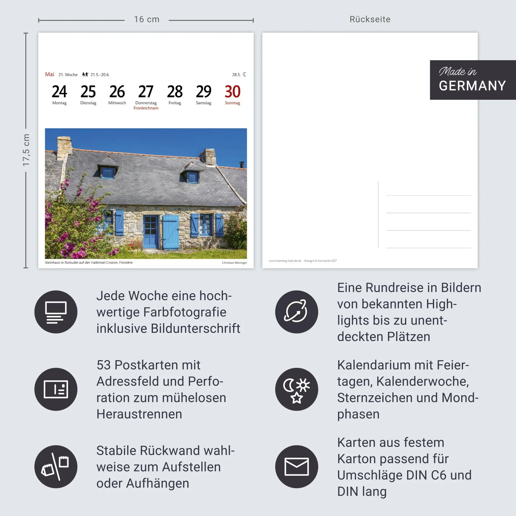 Bild: 9783840039553 | Bretagne &amp; Normandie Sehnsuchtskalender 2027 - Wochenkalender mit...